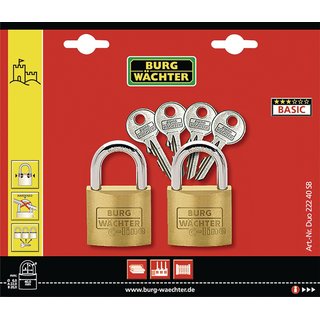 Vorhangschloss-Set Duo 222 40 Bgel-S.6mm Bgel-H.22mm BURG-WCHTER