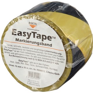 Bodenmarkierungsband Easy Tape PVC schwarz/gelb L.33m B.75mm Rl.ROCOL