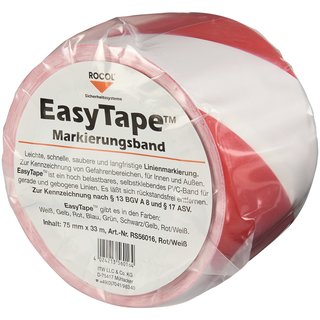 Bodenmarkierungsband Easy Tape PVC rot/wei L.33m B.75mm Rl.ROCOL