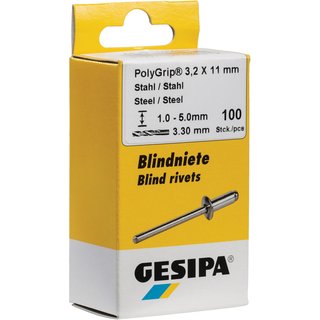 Blindniet PolyGrip Nietschaft dxl 3,2x11,0mm Stahl/Stahl 100 St.GESIPA