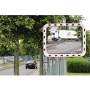 Verkehrsspiegel H600xB800mm Kunststoff,rot/weiß 22m