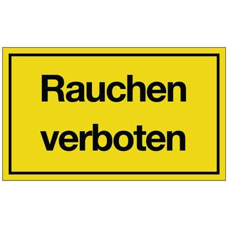 Hinweiszeichen Rauchen verboten L250xB150mm Kunststoff schwarz/gelb