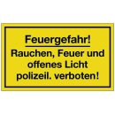 Hinweiszeichen Feuergefahr L250xB150mm gelb schwarz Ku.