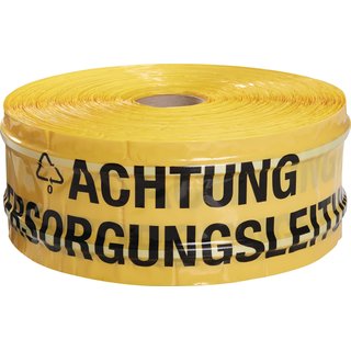 Trassenwarnband Aufdruck Achtung Versorgungsleitung B.150mm L.250m gelb