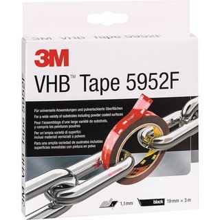 Montageband VHB Tape 5952F schwarz L.3m B.19mm Rl.3M