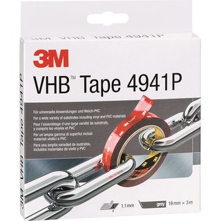 Montageband VHB Tape 4941P grau L.3m B.19mm Rl.3M