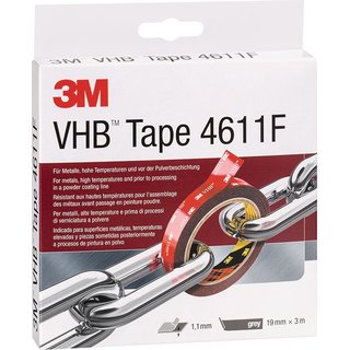 Montageband VHB Tape 4611F dunkelgrau L.3m B.19mm Rl.3M