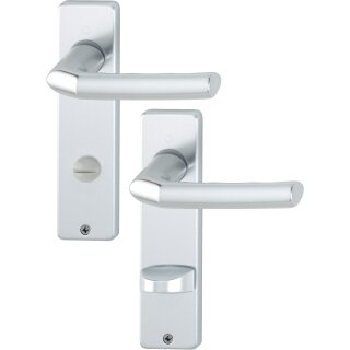 Kurzschildgarnitur Birm.1117/202KP Alu.F1 SK/OL eck.Drückergrt.HOPPE