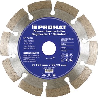 Diamanttrennscheibe D.125mm Bohrung 22,23mm PROMAT Trockenschnitt