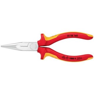 Flachrundzange DIN ISO 5745 L.160mm flach/rund ger.Mehrkomp.-Hlle VDE KNIPEX