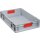 Transportstapelbehälter L600xB400xH120mm grau PP geschlossener Griff rot