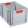 Transportstapelbehälter L600xB400xH320mm grau PP geschlossener Griff rot