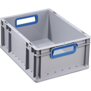 Transportstapelbehälter L400xB300xH170mm grau PP offener Griff blau