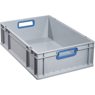 Transportstapelbehälter L600xB400xH170mm grau PP offener Griff blau