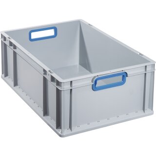 Transportstapelbehälter L600xB400xH220mm grau PP offener Griff blau