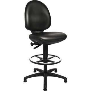 Arbeitsdrehstuhl Tec 50 Bodengleiter+Fußring Kunstlederpolster schwarz 590-840mm