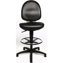 Arbeitsdrehstuhl Tec 50 Bodengleiter+Fußring Kunstlederpolster schwarz 590-840mm