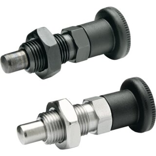 Rastbolzen GN 817 d1 6mm d2 M12 x 1,5mm l1 6mm Stahl,o.Rastsperre,m.Kontermutter