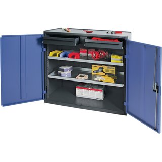 Werkzeug-/Beistellschrank H1000xB1000xT500mm 2 Schubl.,2 BD grau/blau NCS PROMAT