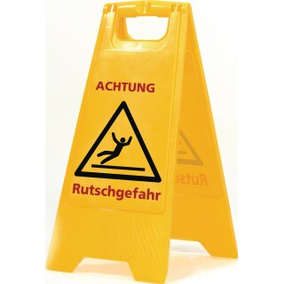 Warnschild Achtung Rutschgefahr Schriftzug B 300xH 570mm signalgelb/schwarz/rot