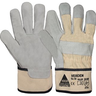 Handschuhe Verden Gr.10 grau/natur Rindspaltleder EN 388 PSA II HASE