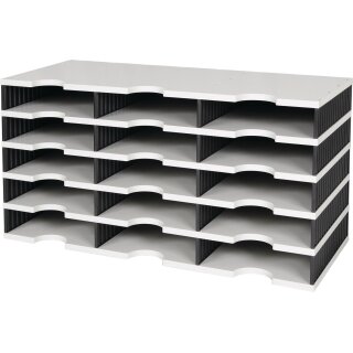 Sortierablage Trio 15 Fächer H363xB723xT331mm Polystyrol grau/schwarz STYRO