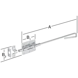 Bolzen-Stangenriegel STA blau verz.L.400mm B.100mm Bolzen- 16mm VORMANN