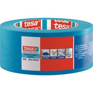 Präzisionskrepp 4440 Außen UV PLUS glatt blau L.50m B.50mm Rl.TESA