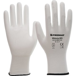 Handschuhe Whitestar NPU Gr.6 (S) wei EN 388 PSA II Nyl.m.PU PROMAT