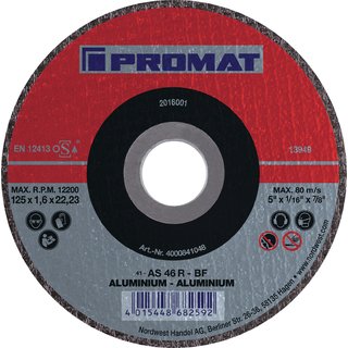 Trennscheibe ALU D125x1mm ger.Alu.Bohr.22,23mm PROMAT