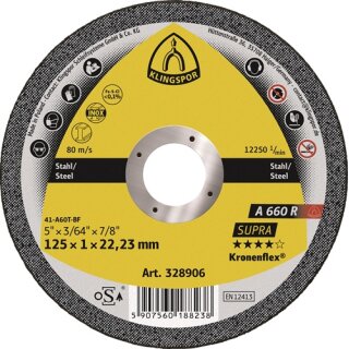 Trennscheibe A 660 R Supra D125x1mm ger.INOX Bohr.22,23mm KLINGSPOR
