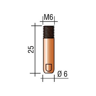 Stromdüse Draht-Ø 1mm M 6 L.25mm E-Cu TRAFIMET
