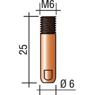 Stromdse Draht- 1mm M 6 L.25mm E-Cu TRAFIMET