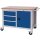 Werkbank B1250xT750xH935mm Buche Multiplex lichtgrau/signalblau 3 Schubl.1 Tür