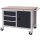 Werkbank B1250xT750xH935mm Buche Multiplex lichtgrau/grau 3 Schubl.1 Tür