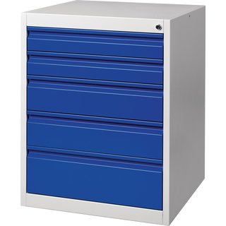 Schubladenschrank BK 600 H800xB600xT600mm grau/blau 5 Schubl.Einfachauszug