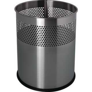Papierkorb 15l H321xØ255mm rd.VA silber HELIT