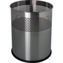 Papierkorb 15l H321xØ255mm rd.VA silber HELIT