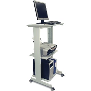 PC-Arbeitstisch H1180xB600xT500mm lichtgrau fahrbar